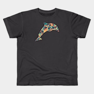 Geometric Dolphin White Line Art Kids T-Shirt